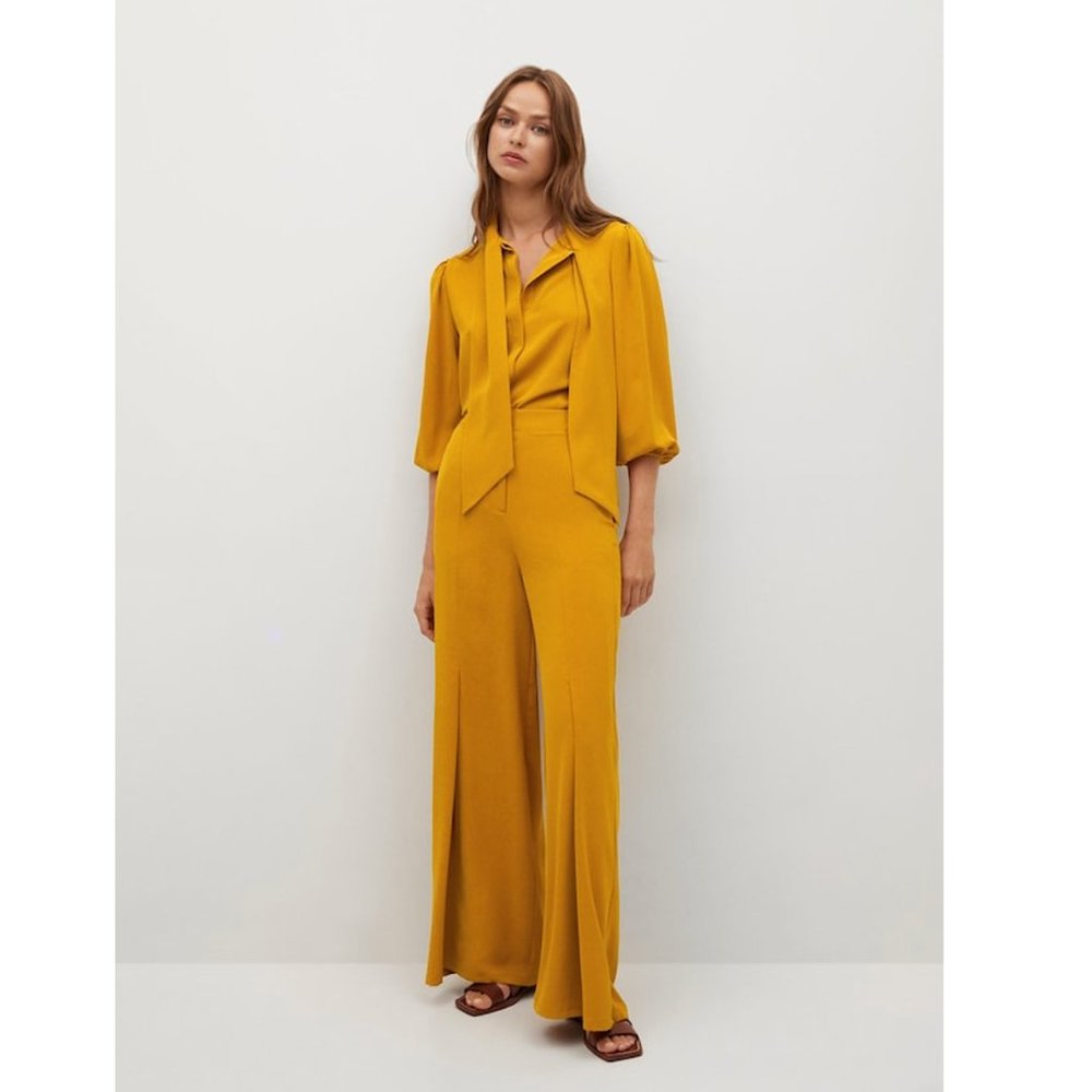 NWT Mango - Golden Textured flowy pants